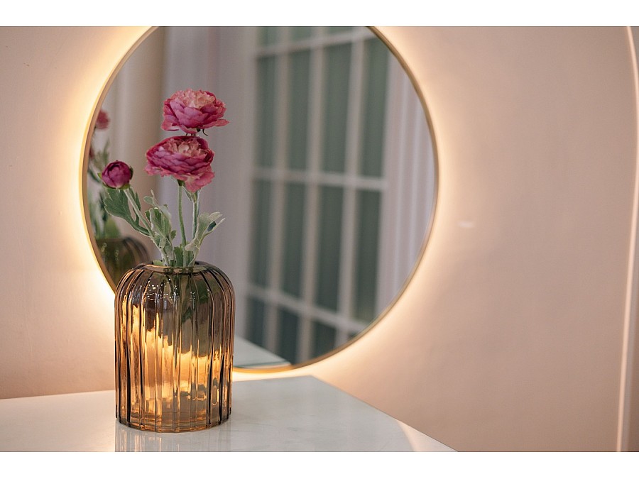 Декоративная ваза из стекла Рельеф, Д145 Ш145 В200, коричневый