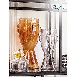 Стеклянная ваза Фейс, Д160 Ш150 В315, желтый