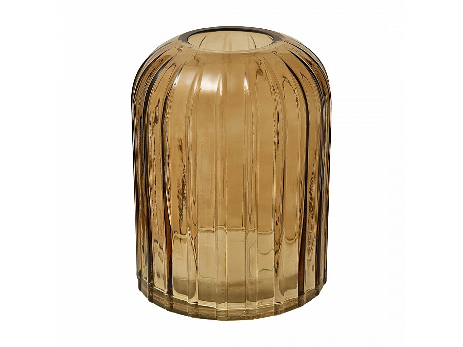 Декоративная ваза из стекла Рельеф, Д145 Ш145 В200, коричневый