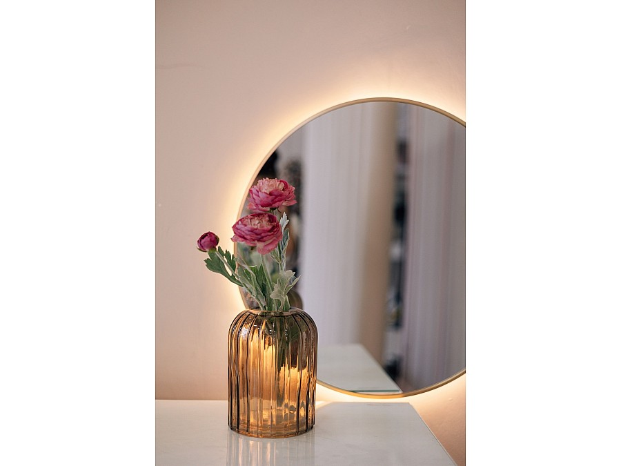 Декоративная ваза из стекла Рельеф, Д145 Ш145 В200, коричневый