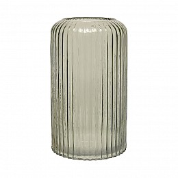 Декоративная ваза из рельефного стекла, Д180 Ш180 В305, серый