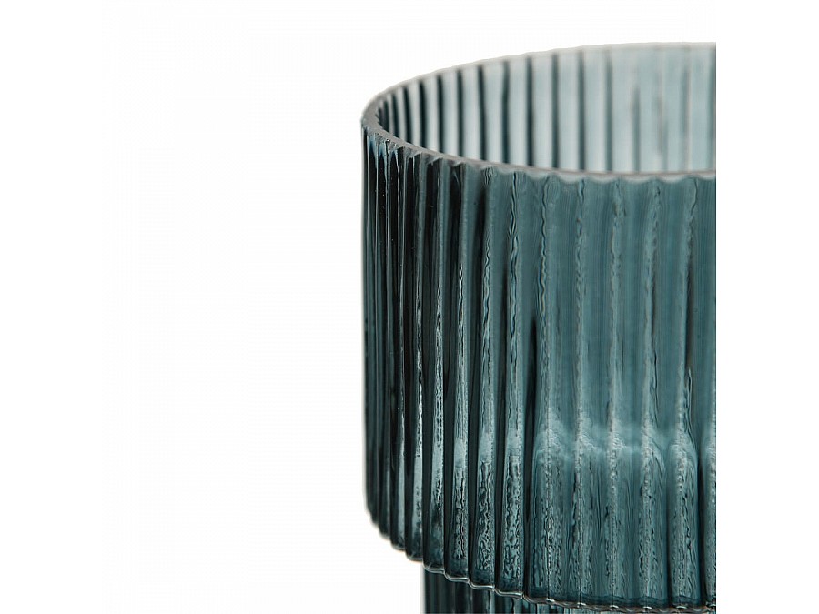 Декоративная ваза из рельефного стекла, Д95 Ш95 В200, синий