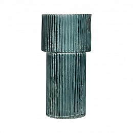 Декоративная ваза из рельефного стекла, Д95 Ш95 В200, синий