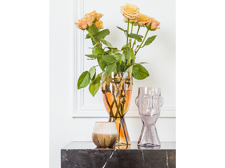 Стеклянная ваза Фейс, Д120 Ш110 В235, прозрачный