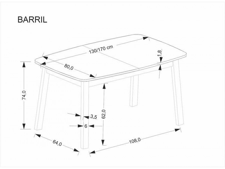Стол обеденный Barril 130