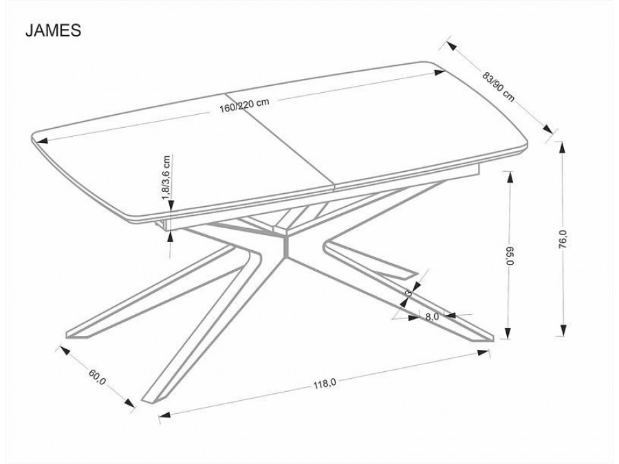 Стол обеденный James 160
