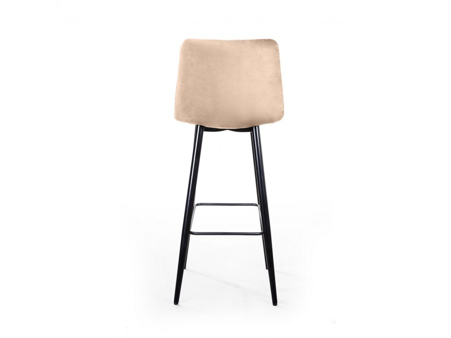 Стул барный Уно, бархат бежевый 5/ чёрный конус