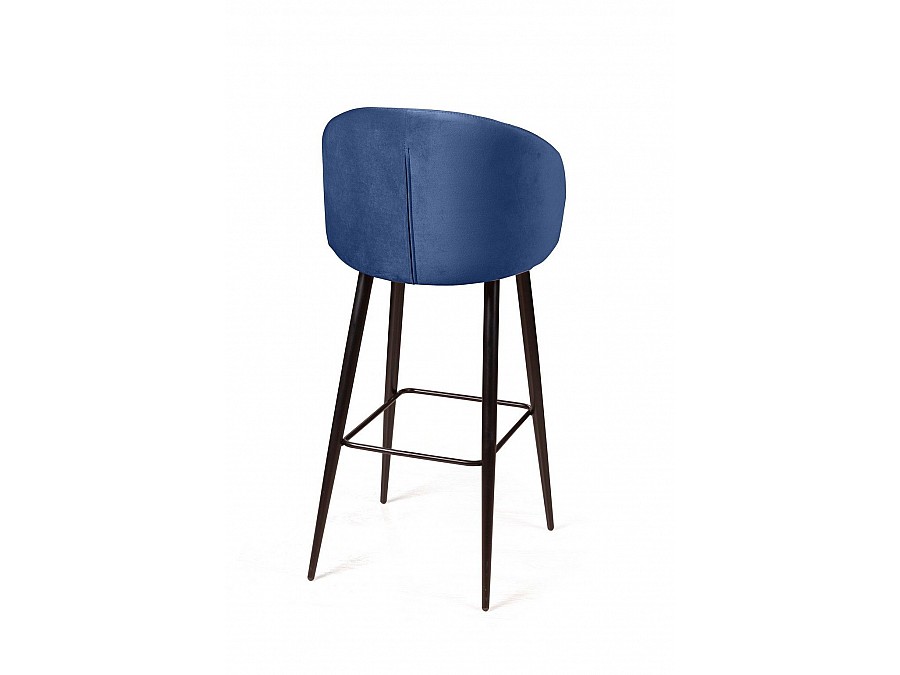Стул барный Mont Blanc, бархат синий 29 / черный конус