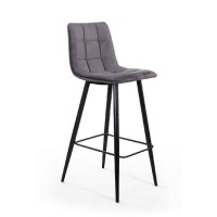 Стул барный Уно, бархат серый 27 / чёрный конус