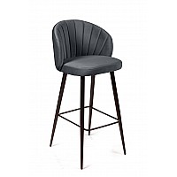 Стул барный Mont Blanc, бархат светло-серый 26 / черный конус