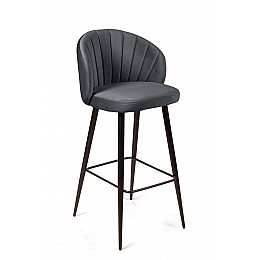 Стул барный Mont Blanc, бархат светло-серый 26 / черный конус