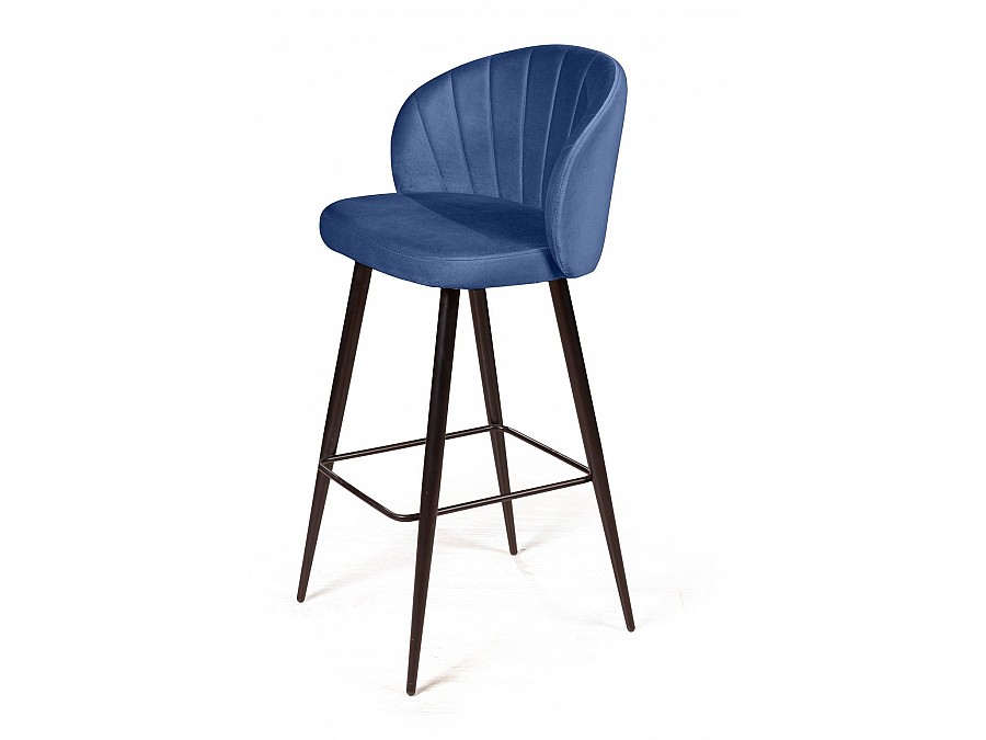Стул барный Mont Blanc, бархат синий 29 / черный конус