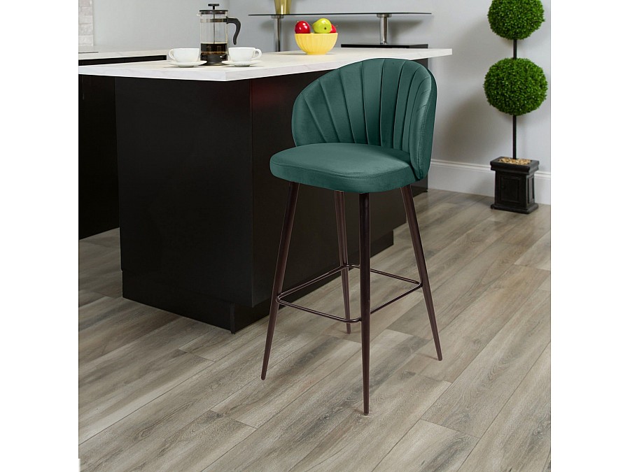 Стул барный Mont Blanc, бархат изумрудный 87 / черный конус