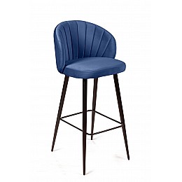 Стул барный Mont Blanc, бархат синий 29 / черный конус