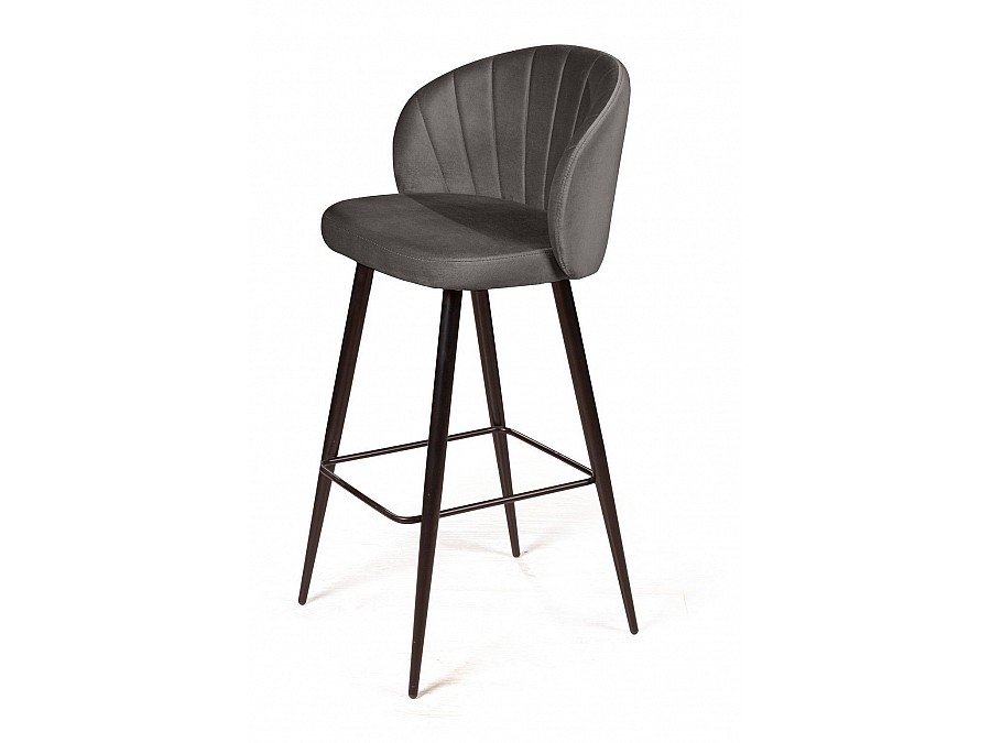 Стул барный Mont Blanc, бархат антрацит 14 / черный конус