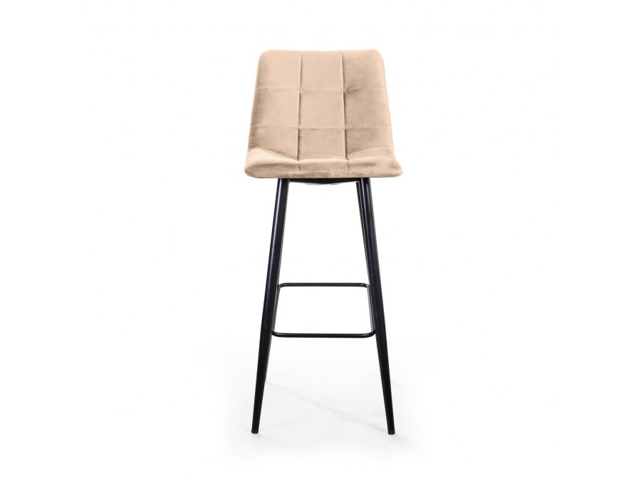 Стул барный Уно, бархат бежевый 5/ чёрный конус