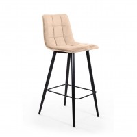 Стул барный Уно, бархат бежевый 5/ чёрный конус