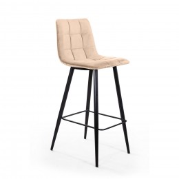 Стул барный Уно, бархат бежевый 5/ чёрный конус