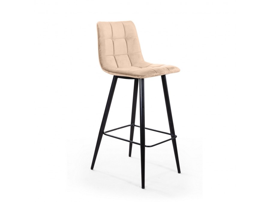 Стул барный Уно, бархат бежевый 5/ чёрный конус