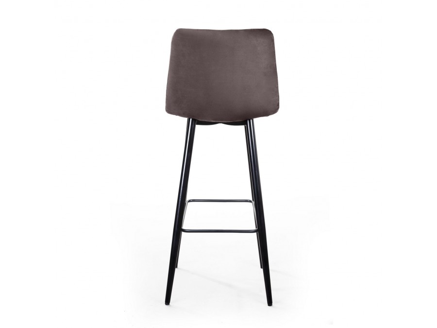 Стул барный Уно, бархат антрацит 14/ чёрный конус