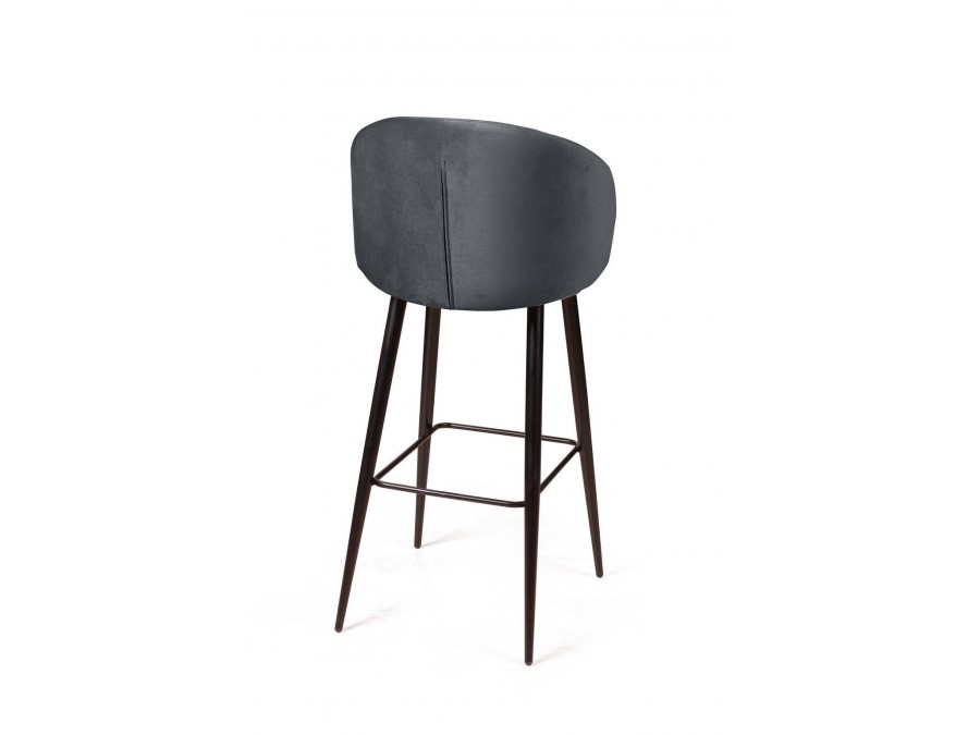 Стул барный Mont Blanc, бархат светло-серый 26 / черный конус