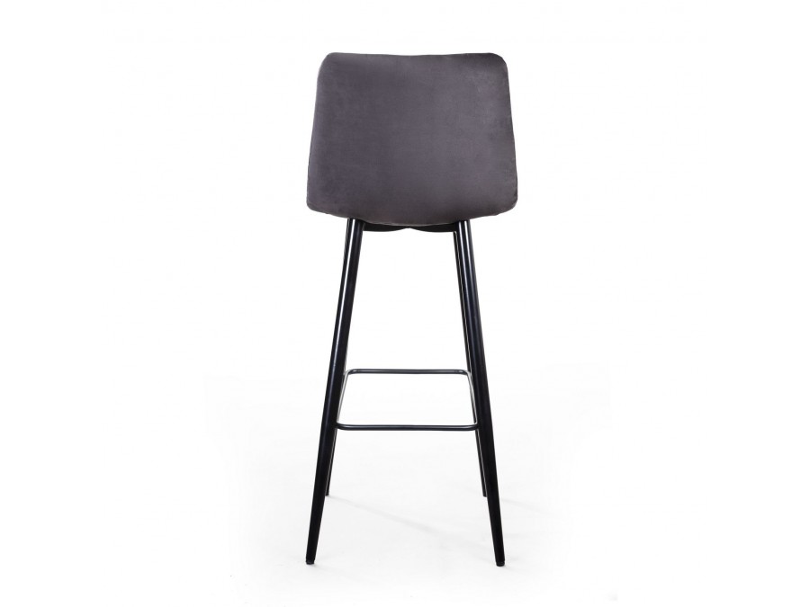 Стул барный Уно, бархат серый 27 / чёрный конус