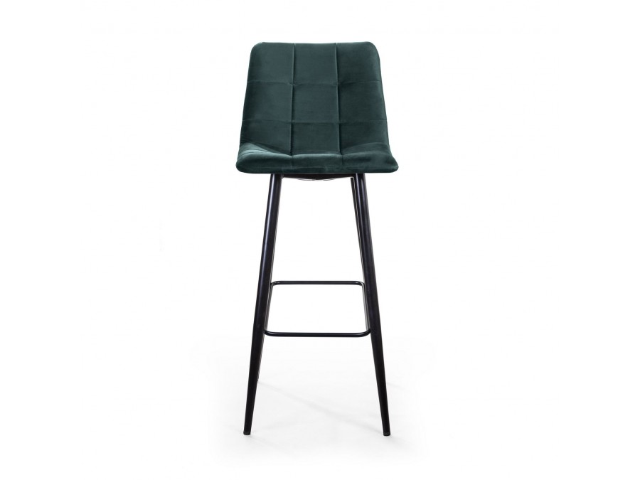 Стул барный Уно, бархат зелёный 19 / чёрный конус