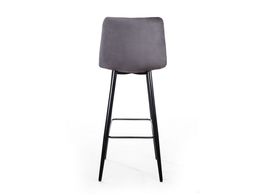 Стул барный Уно, бархат светло-серый 26 / чёрный конус