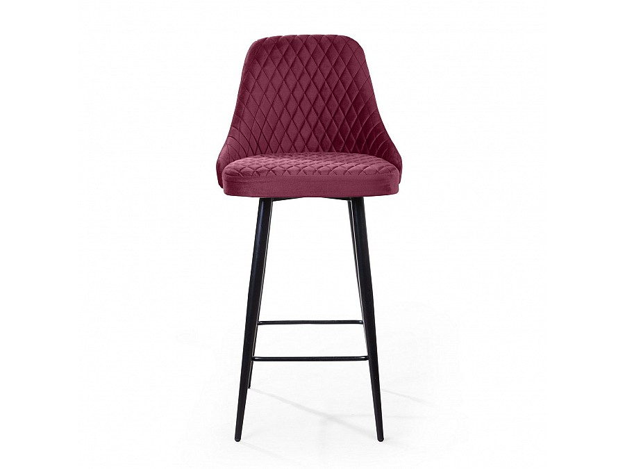 Стул барный William, бархат красный 16/ черный конус