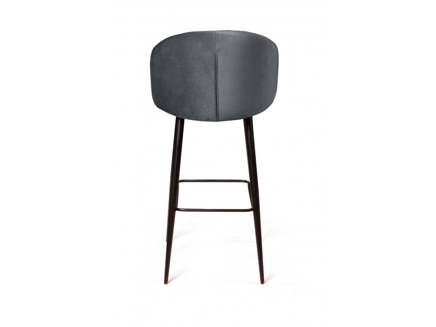 Стул барный Mont Blanc, бархат светло-серый 26 / черный конус