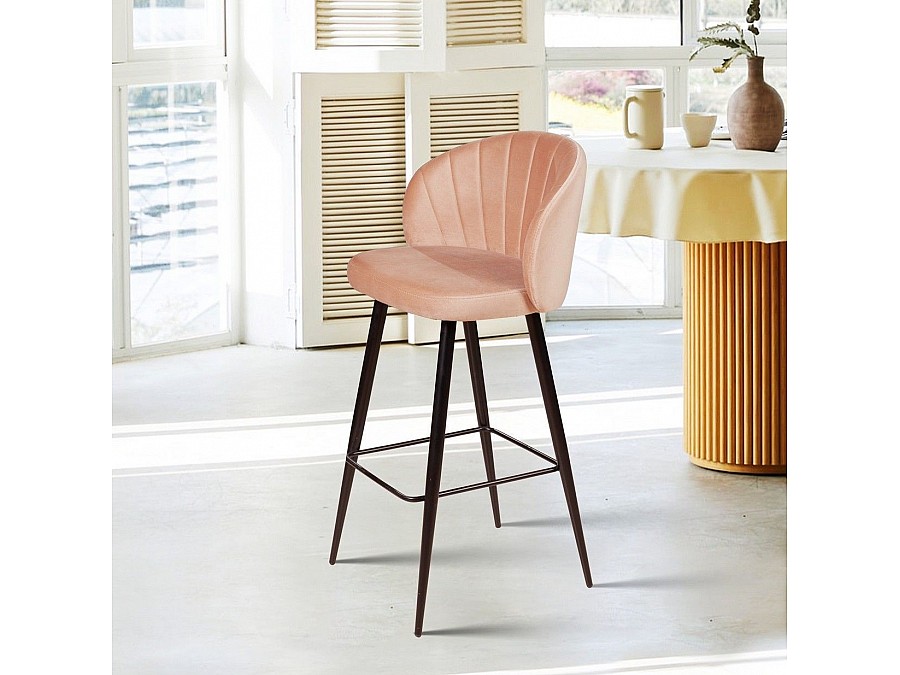 Стул барный Mont Blanc, бархат бежевый 5 / черный конус