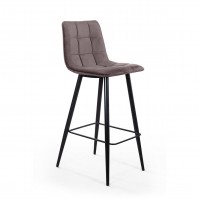 Стул барный Уно, бархат антрацит 14/ чёрный конус