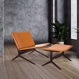 Кресло c оттоманкой Fly, кожа camel