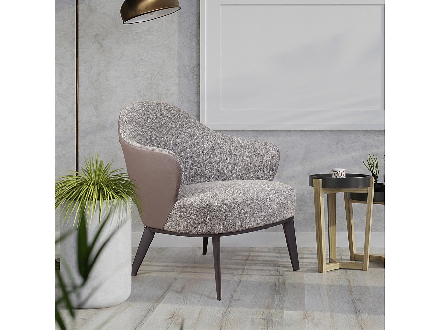 Лаунж кресло Leslie рогожка комби серый