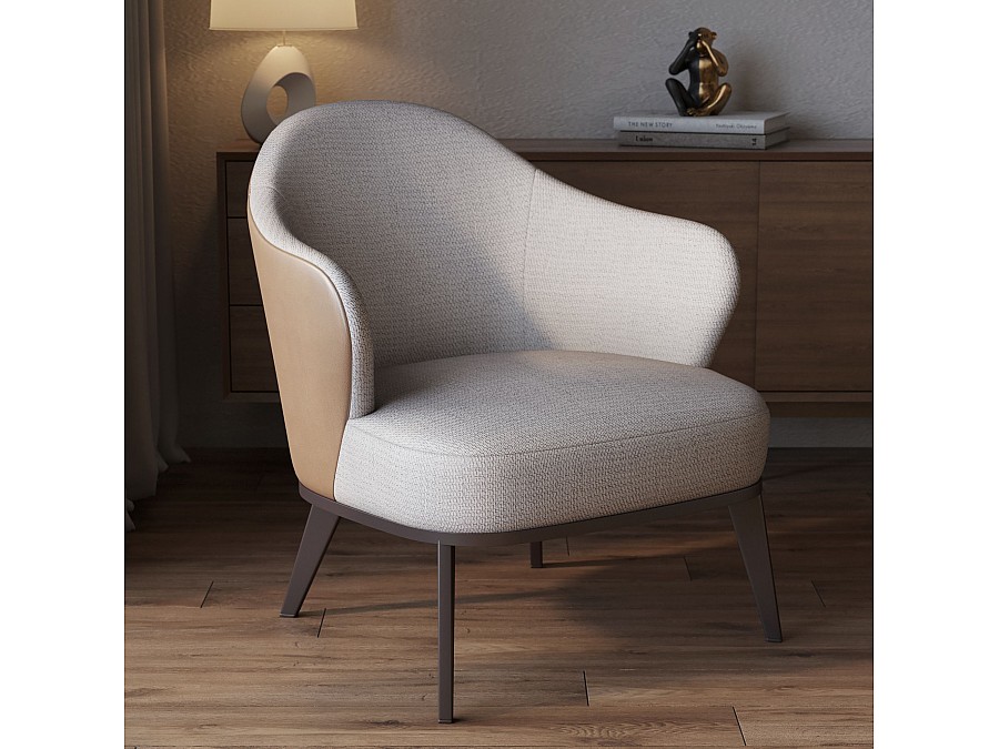 Лаунж кресло Leslie рогожка комби бежевый