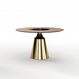 Стол круглый Lucas 120, шпон, керамика глянцевая, черная