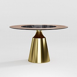 Стол круглый Lucas 140, шпон, керамика глянцевая, черная