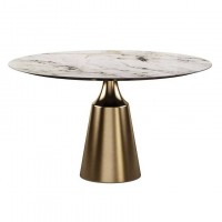 Стол круглый Lucas 100, керамика глянцевая, белая