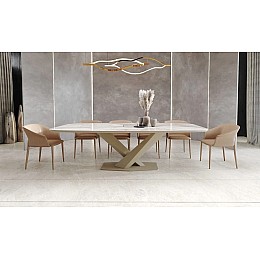 Стол Toros 230 овальный, интегрированная керамика глянцевая, шампань