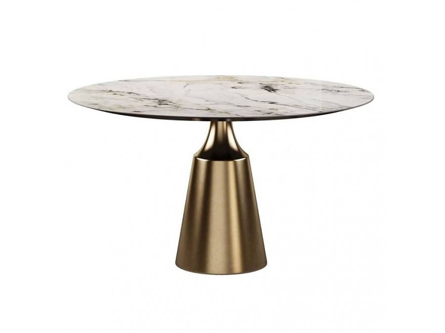 Стол круглый Lucas 100, керамика глянцевая, белая