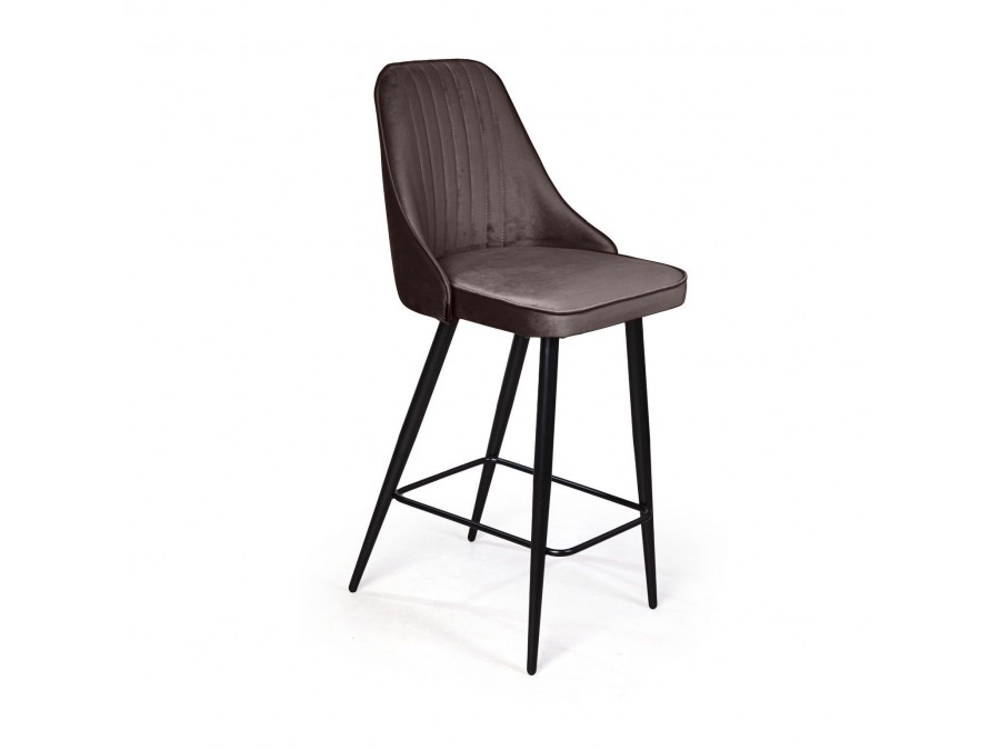 Стул полубарный Berg, бархат антрацит 14/ чёрный конус