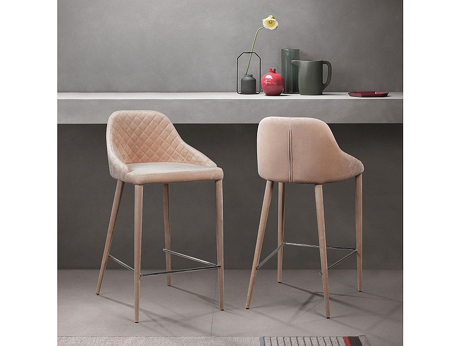 Стул полубарный Douglas, бархат бежевый