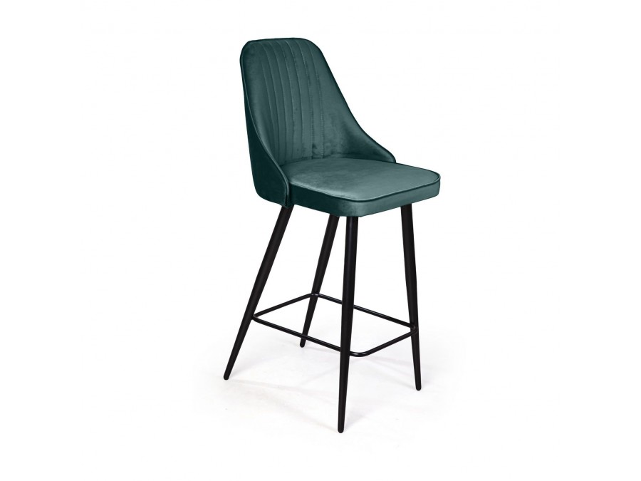 Стул полубарный Berg, бархат зеленый 19/ чёрный конус