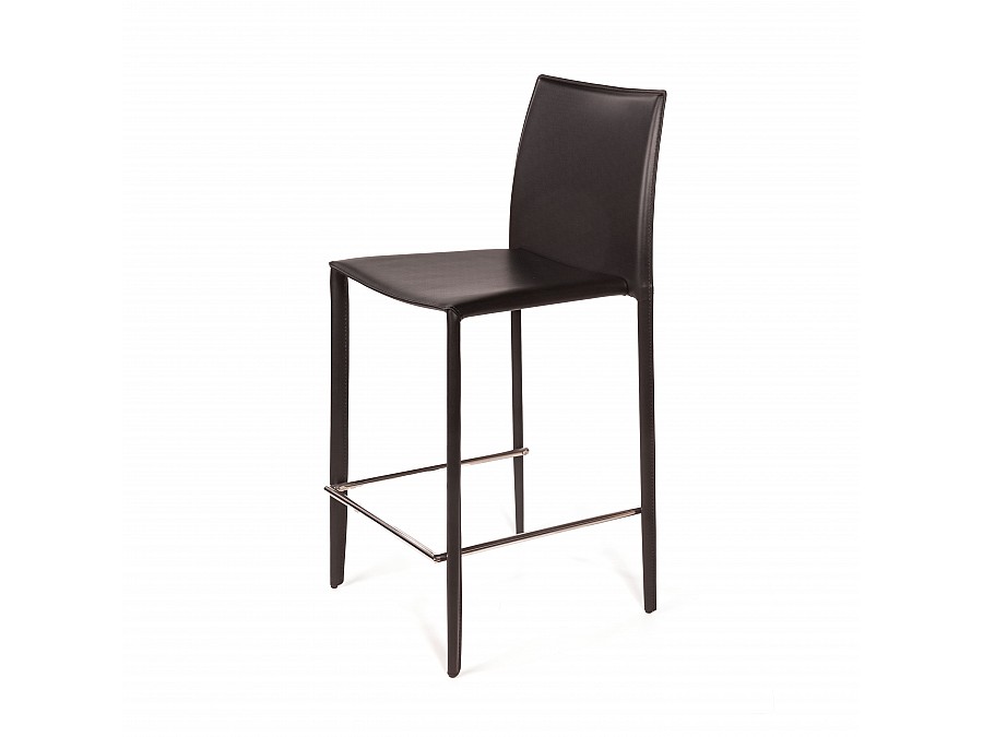 Стул полубарный Rolf, кожа черный