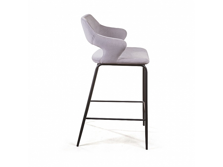 Стул полубарный Woddy, бархат серый
