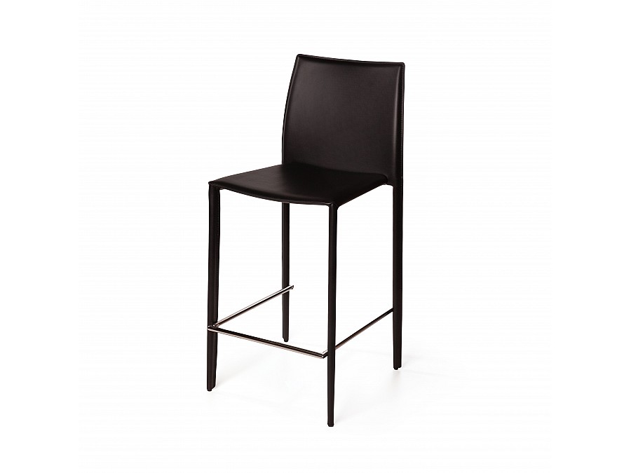 Стул полубарный Rolf, кожа черный