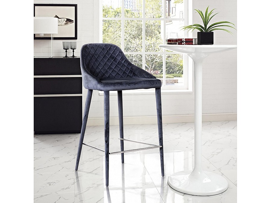 Стул полубарный Douglas, бархат чёрный