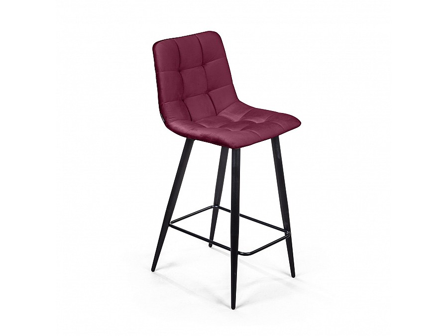 Стул полубарный UNO, бархат красный 16 / чёрный конус