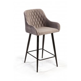 Стул полубарный Robert поворотный 360 градусов, бархат светло-серый 26