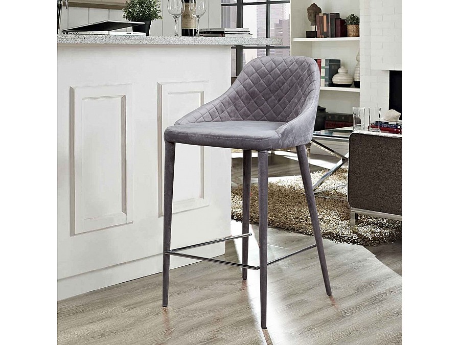 Стул полубарный Douglas, бархат серый